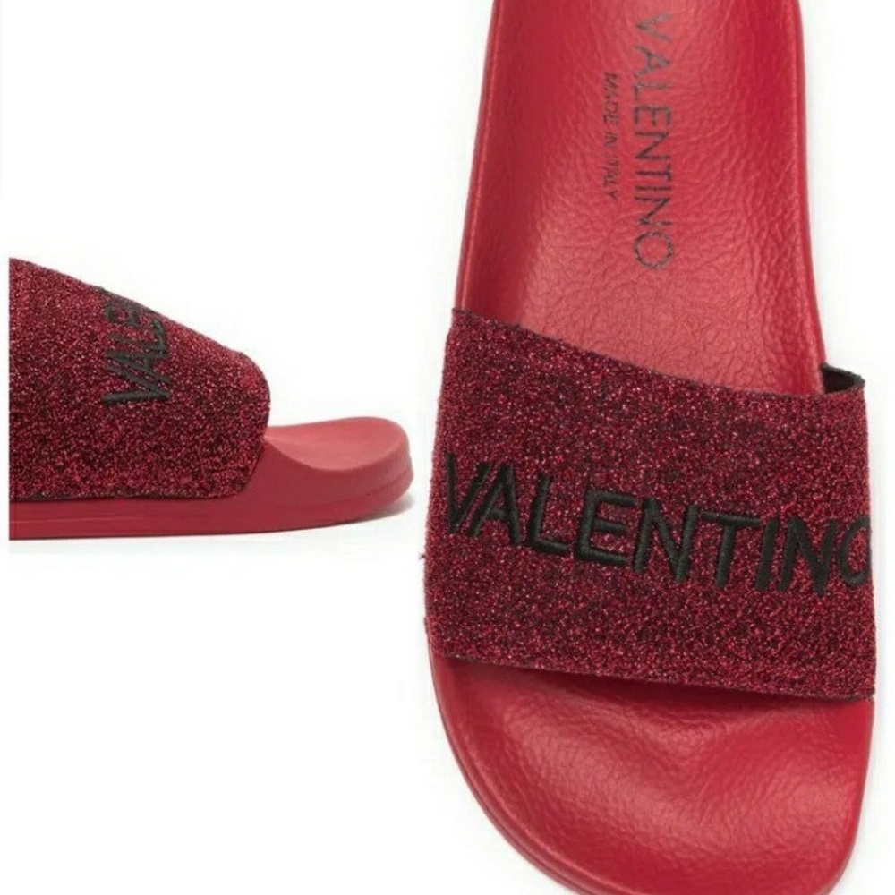 Valentino by Mario Valentino Solaia Locker Slide Red Glitter